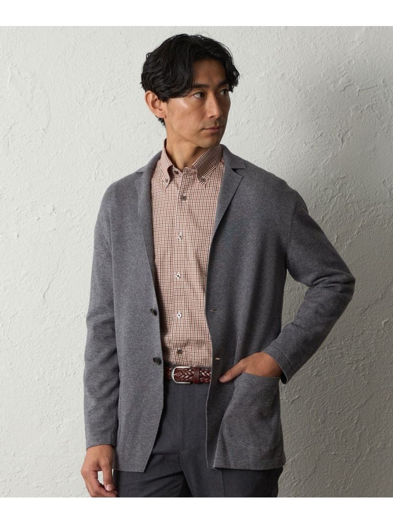 【SALE／50%OFF】BAKER STREET ウールコットンニットジャケット ベイカー・ストリート トップス ニット ネイビー グレー【RBA_E】【送料無料】