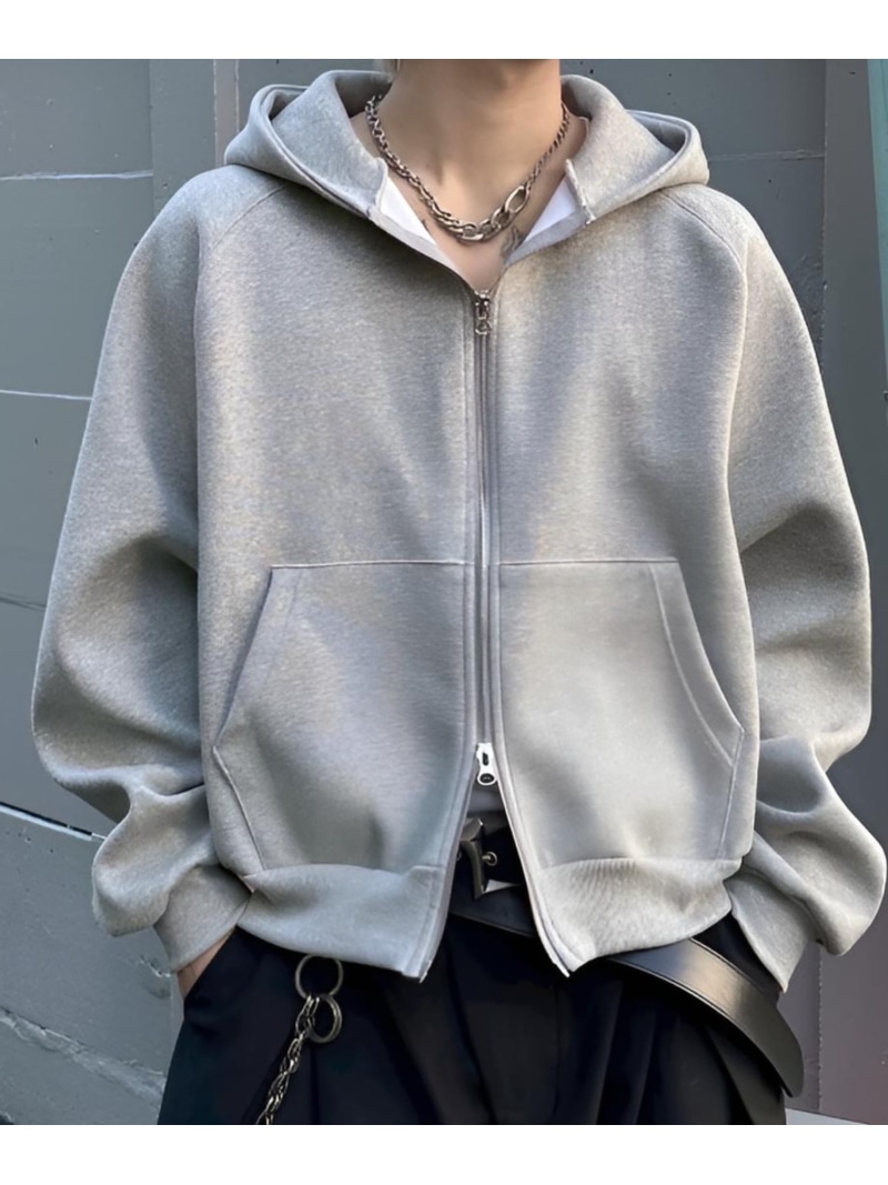 Chikashitsu + 【Chikashitsu +】heavy weight cotton cropped hoodie ネバーマインドザエックスユー/チカシツプラス トップス パーカー・フーディー ブラック グレー【先行予約】*【送料無料】