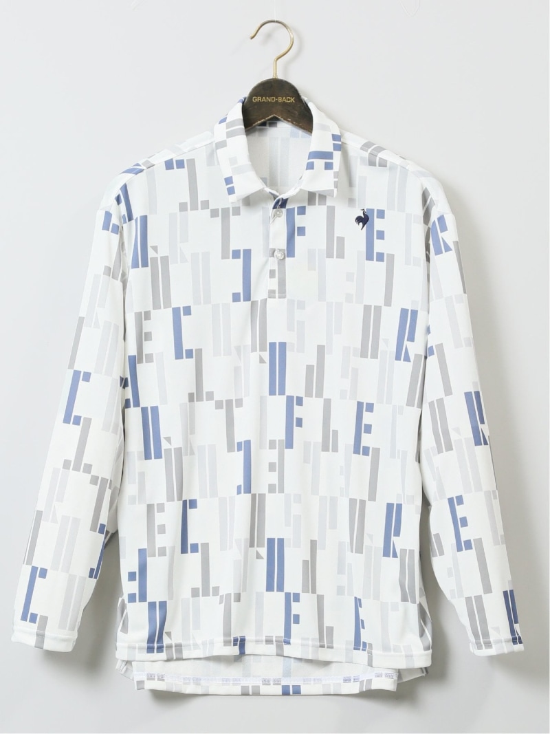 【SALE／33%OFF】GRAND-BACK 【大きいサイズ】ルコックスポルティフ ゴルフ/le coq sportif GOLF 総柄プリント 長袖ポロシャツ タカキュー トップス ポロシャツ ネイビー【RBA_E】【送料無料】