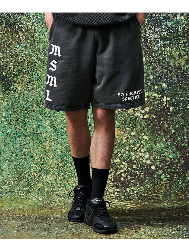 【SALE／40%OFF】MSML VINTAGE GARMENT DYE SWEAT SHORTS 苑地 ズボン下 余分の物のズボン下 黒いこと 赤いこと【RBA_E】【貨物輸送無料】