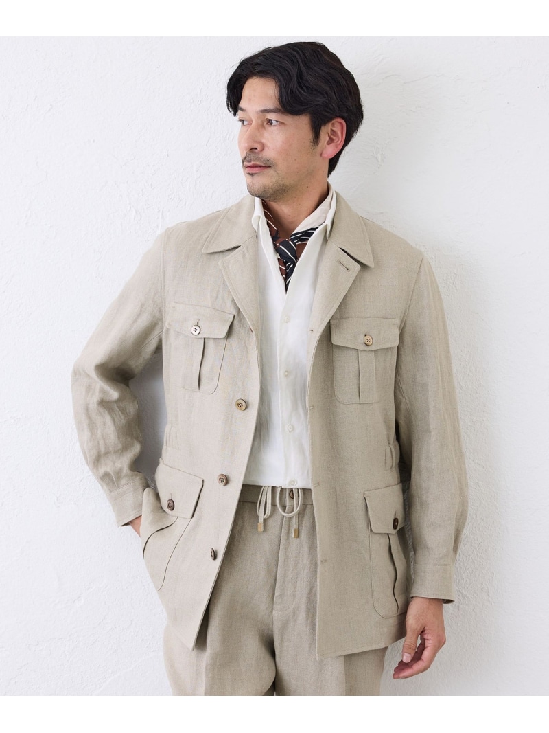 S.ESSENTIALS リネンサファリジャケット エス エッセンシャルズ ジャケット・アウター ブルゾン・ジャンパー ベージュ ネイビー【送料無料】｜ Fashion Men