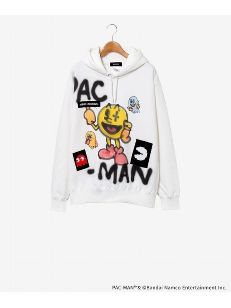 ROYAL FLASH PAC-MAN PAINT HOODIE / PAC-MAN ロイヤルフラッシュ トップス パーカー・フーディー ホワイト【送料無料】