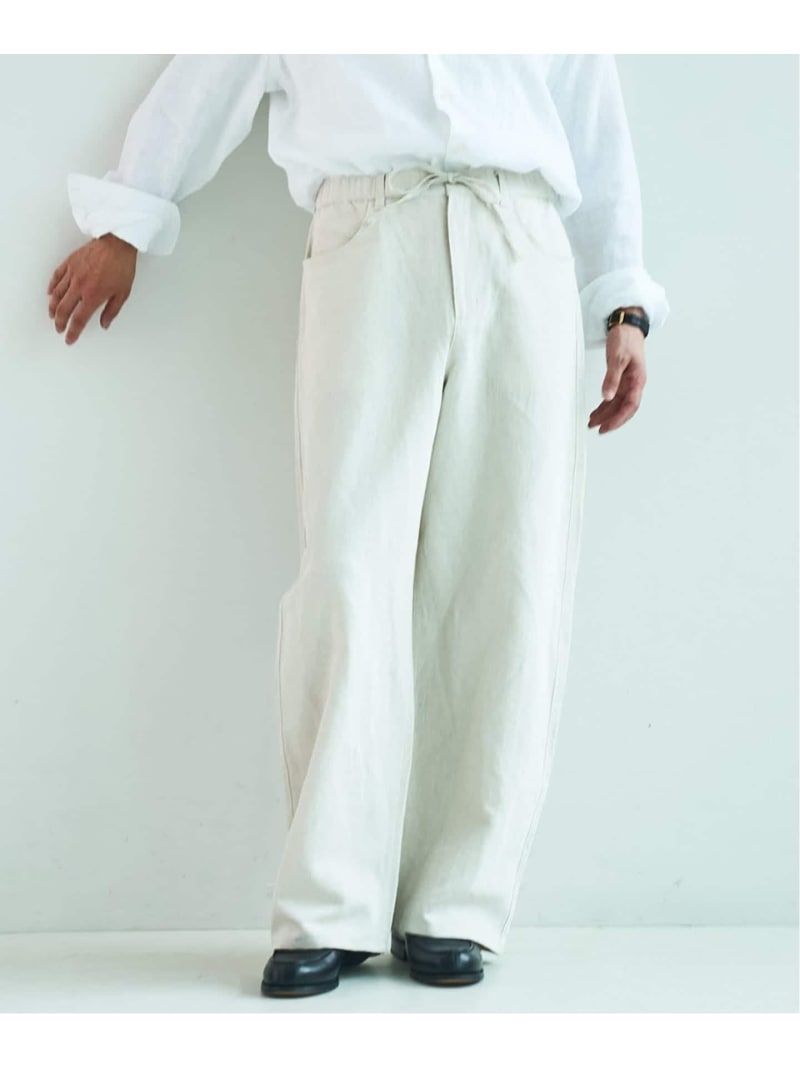 EDIFICE 《加えること取っておく》Li/C デニムポケットイージーパンツ エディフィス ズボン下 デニム・ジーンズズボン下 ベージュ 青色 米国海軍【先んずる取っておく】*【貨物輸送無料】