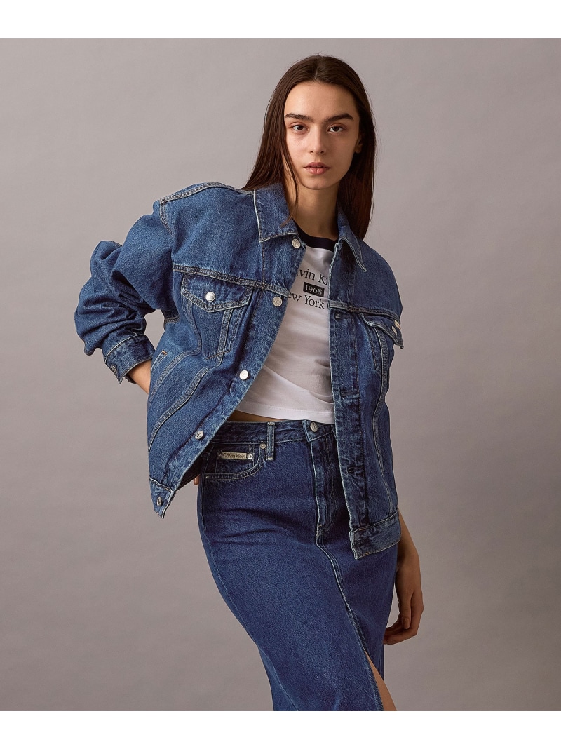 Calvin Klein Jeans (M)【公式ショップ】 カルバンクライン 90s デニム トラッカージャケット Calvin Klein Jeans 40EM719 カルバン・クライン ジャケット・アウター デニムジャケット ブルー【送料無料】