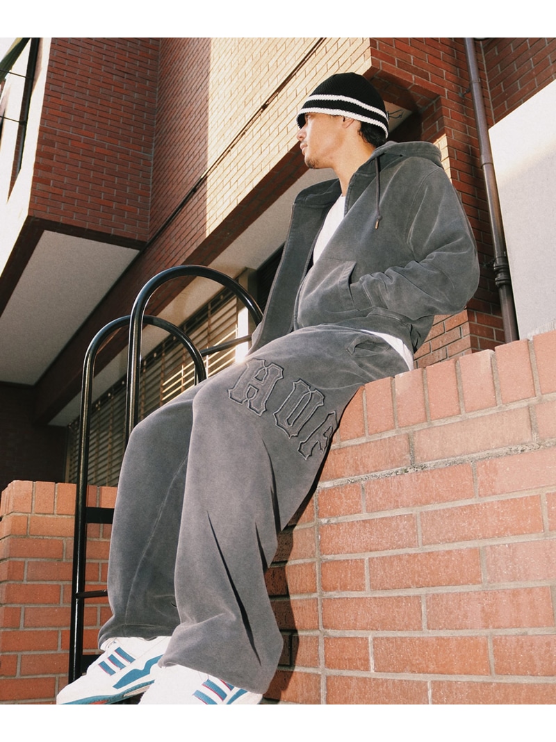 HUF ARCH WIDE FLEECE PANT / HUF ハフ スウェットパンツ ハフ パンツ ジャージ・スウェットパンツ ブラック グレー【送料無料】