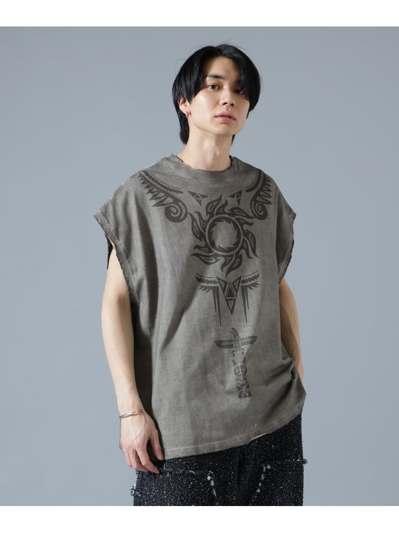 LHP DankeSchon/SPRAY BURN NOSLEEVE REDHOT エルエイチピー トップス ノースリーブ・タンクトップ ベージュ【送料無料】｜ Fashion Men