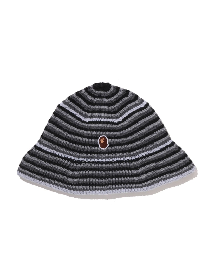 A BATHING APE APE HEAD ONE POINT STRIPE KNIT HAT ア ベイシング エイプ 帽子 ニット帽・ビーニー ブラック ブルー グリーン【送料無料】