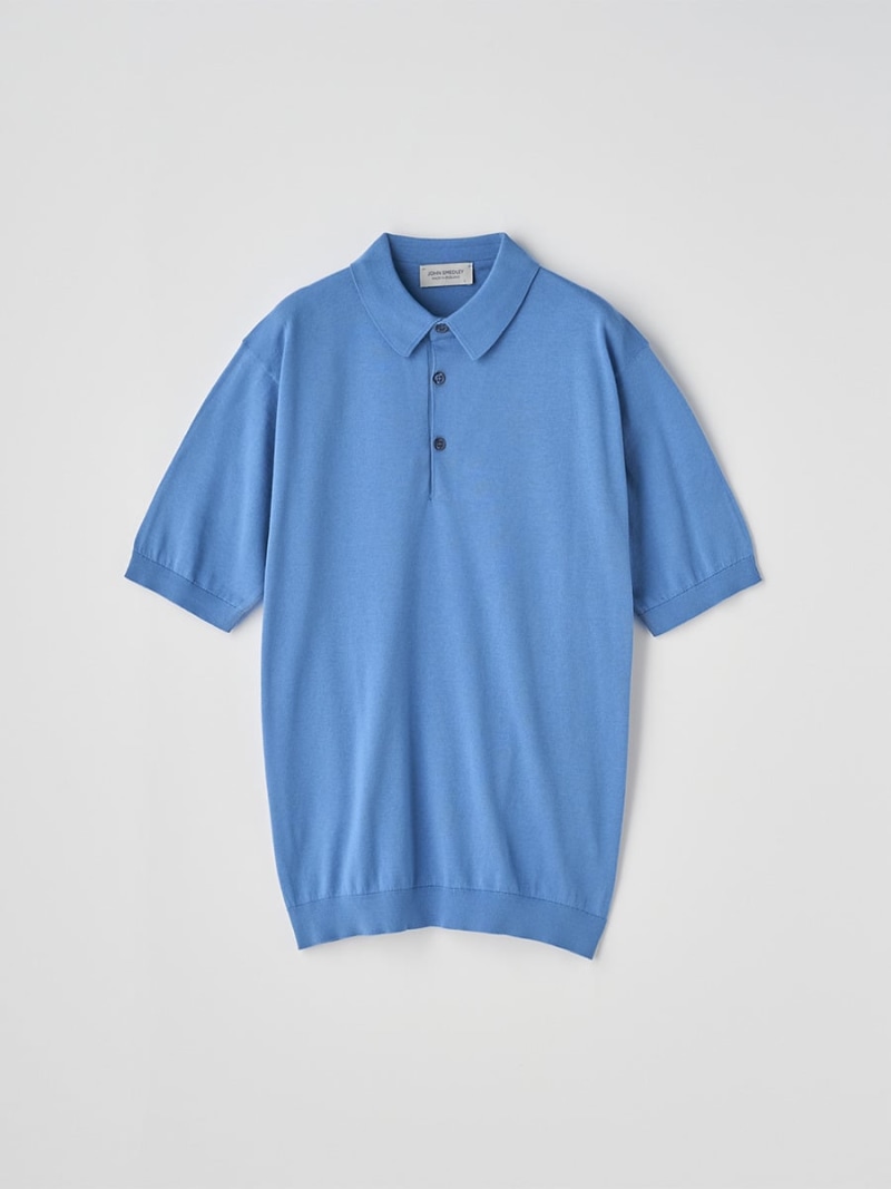 【SALE／20%OFF】JOHN SMEDLEY 半袖コットンニットポロシャツ ｜ REID ｜ 30G MODERN FIT ジョンスメドレー トップス 編み物 青味【RBA_E】【貨物輸送無料】