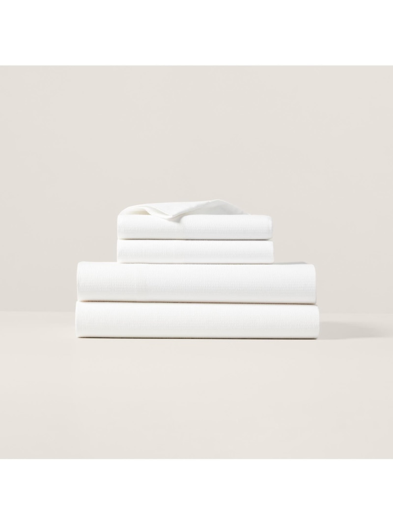 RALPH LAUREN HOME シアサッカー ストライプ ボックスシーツ/クイーンサイズ ラルフローレン インテリア・生活雑貨 その他のインテリア・生活雑貨 ホワイト【送料無料】