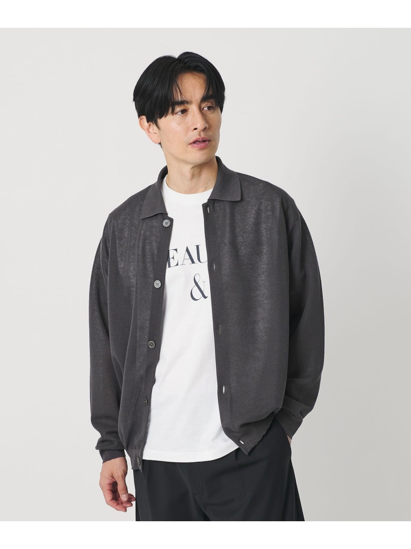 BEAUTY&YOUTH UNITED ARROWS シアー ミラノ ポロジャケット ウォッシャブル ビューティー＆ユース　ユナイテッドアローズ トップス カーディガン ブラック グレー【送料無料】