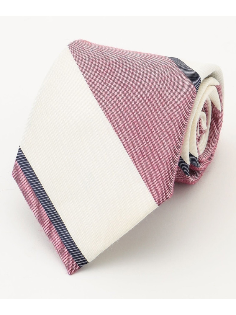 J.PRESS 【LINEN MIX COLLECTION】 レジメンタル ネクタイ ジェイプレス スーツ・フォーマル ネクタイ・蝶ネクタイ ブラウン ピンク【送料無料】