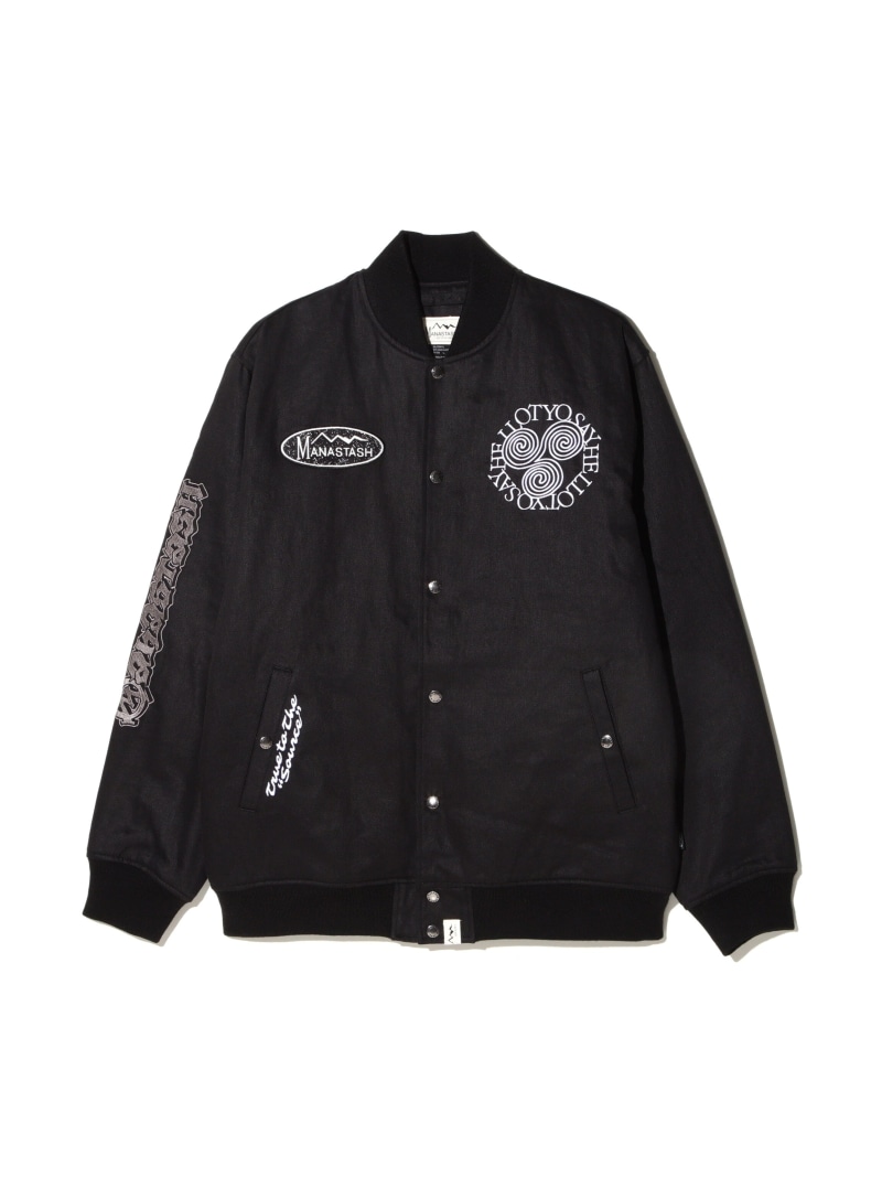 MANASTASH MANASTASH/マナスタッシュ/SAYHELLO HEMP VARSITY JACKET マナスタッシュ ジャケット・アウター ブルゾン・ジャンパー ブラック【送料無料】