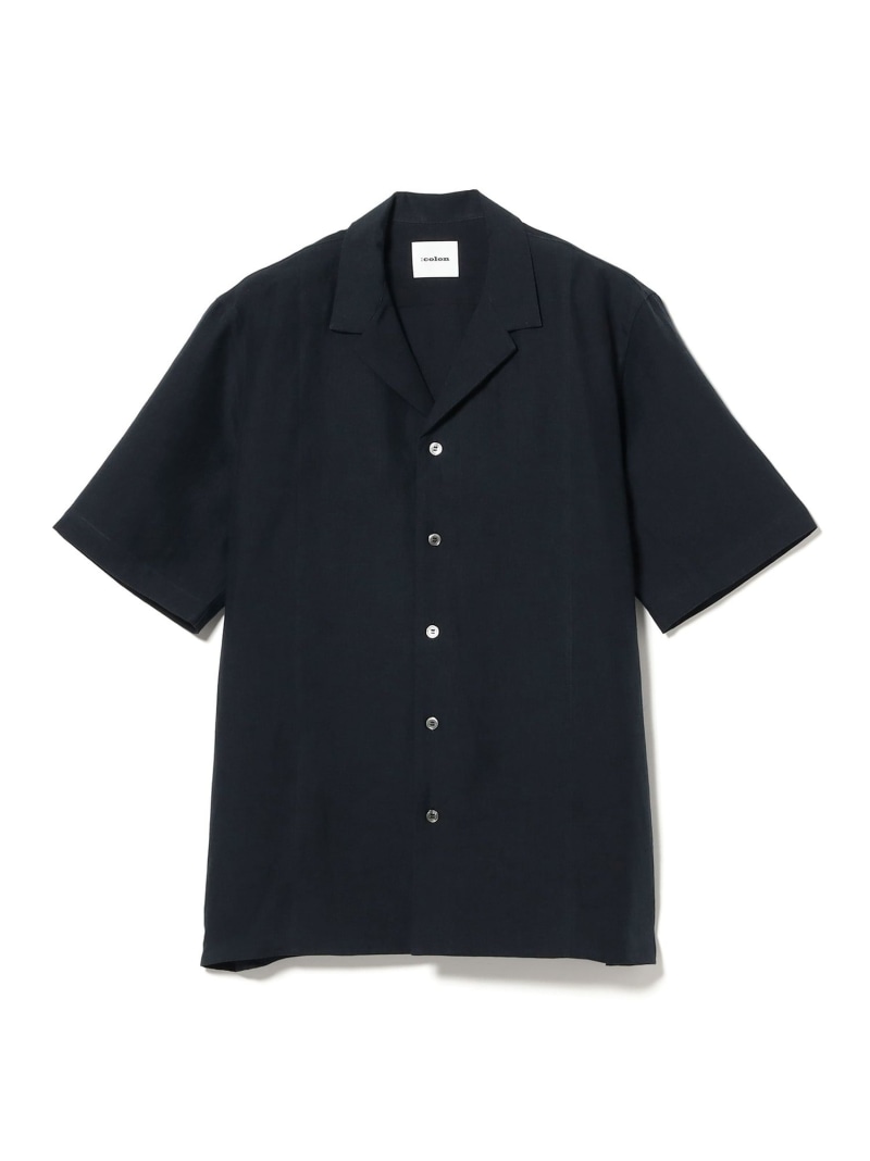 International Gallery BEAMS 【別注】:colon / ハイカウント リネン オープンカラー シャツ ビームス メン トップス シャツ・ブラウス ネイビー【送料無料】