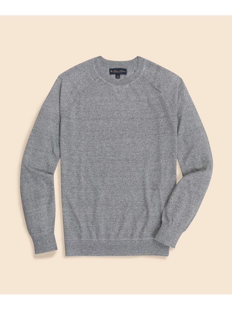 【SALE／20%OFF】BROOKS BROTHERS リネン組み合わせる ラグラン衣手 クルーネックセーター ブルックス ブラザーズ トップス 編み物 薄墨色【RBA_E】【貨物輸送無料】