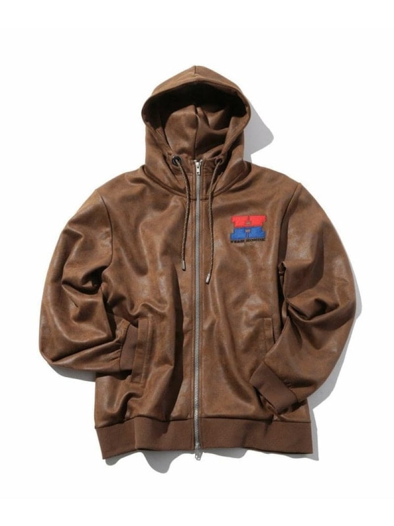 【SALE／50%OFF】MEN'S BIGI 【HONDA / ホンダ】別注 ビンテージライクフェイクスウェードパーカー メンズ ビギ トップス パーカー・フーディー ブラウン グレー【RBA_E】【送料無料】