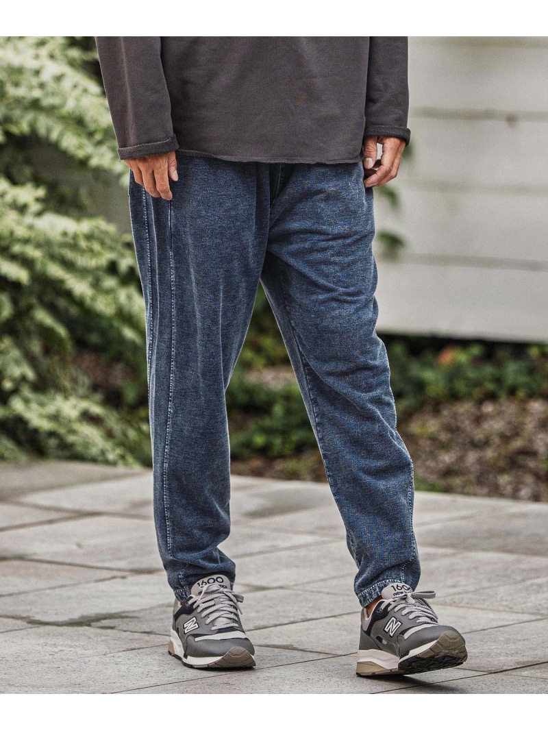 CAMBIO mp13914-Chemical Wash Indigo Sweat Tuck Pants スウェットパンツ カンビオ ズボン下 余分の物のズボン下 青碧 米国海軍【貨物輸送無料】