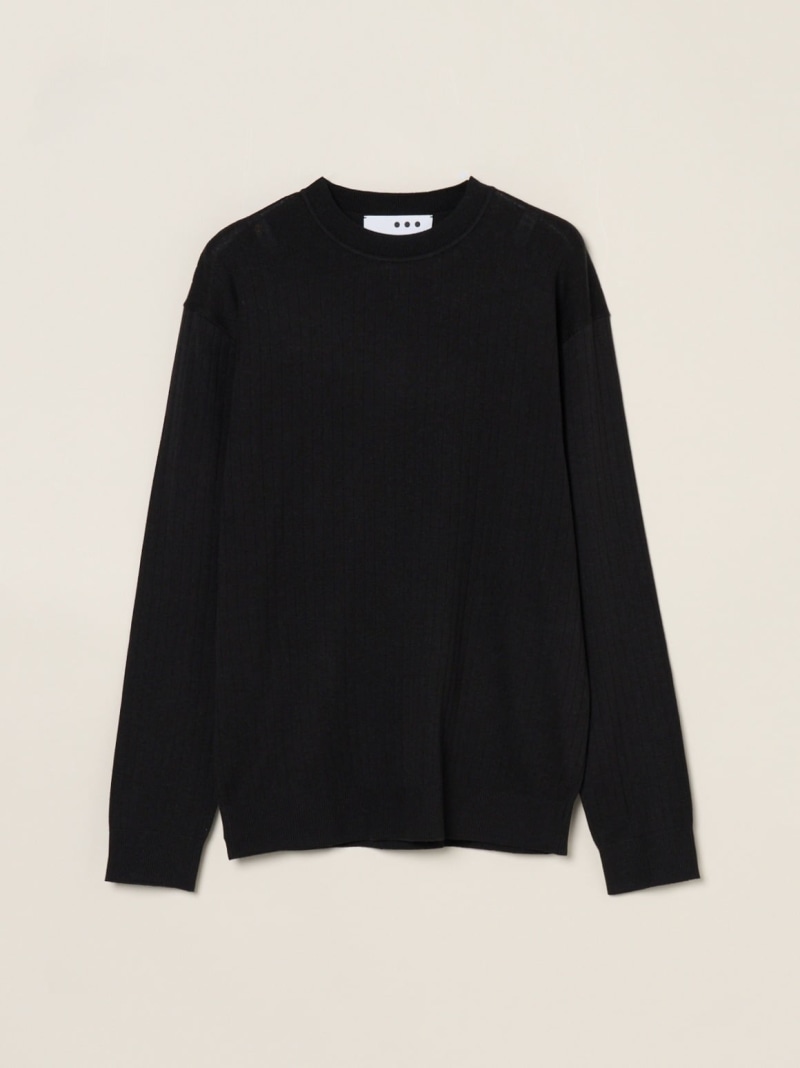【SALE／50%OFF】three dots Men's cotton cashmere crew neck スリードッツ トップス ニット ブラック グレー【RBA_E】【送料無料】