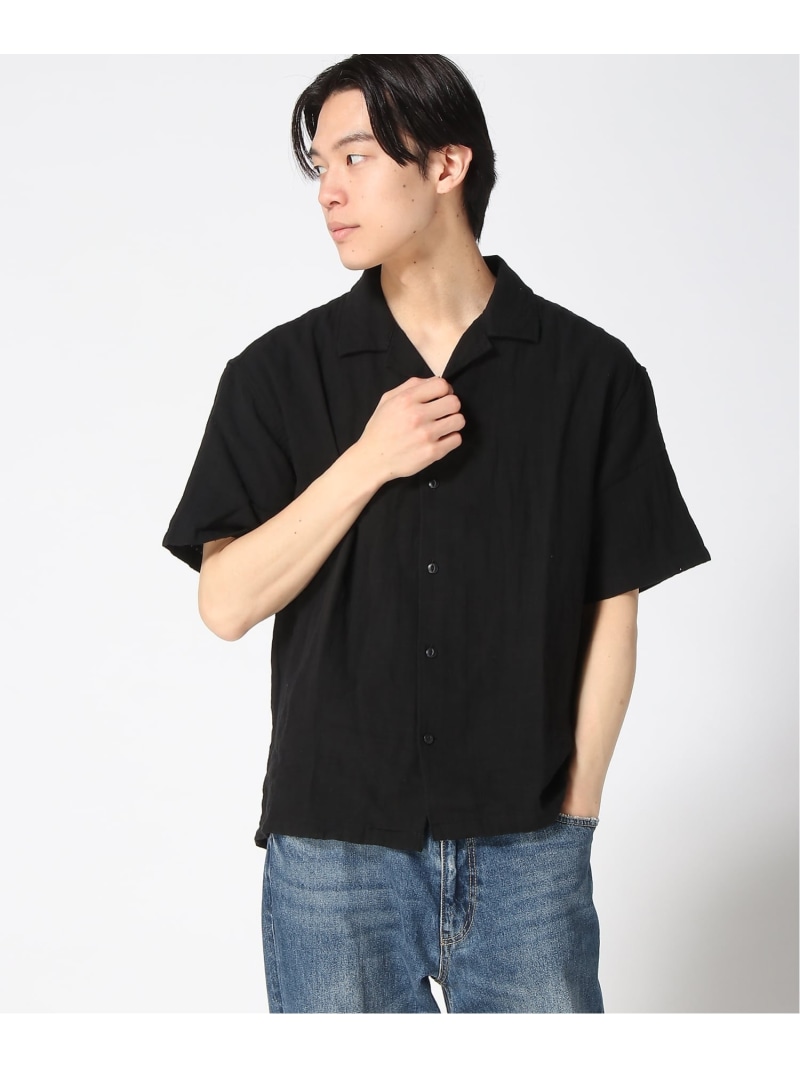 GAP (U)ボックスシルエット ガーゼ バケーションシャツ ギャップ トップス シャツ・ブラウス ベージュ ブラック【送料無料】