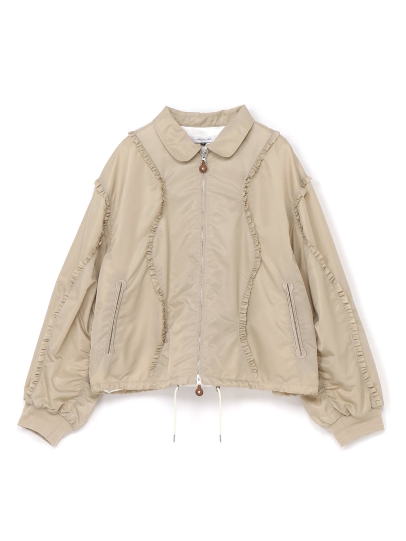 MEGMIURA WARDROBE MEGMIURA WARDROBE/(U)Wavy Frill Flight jacket メグミウラ ジャケット・アウター 上衣・前掛け ベージュ【貨物輸送無料】