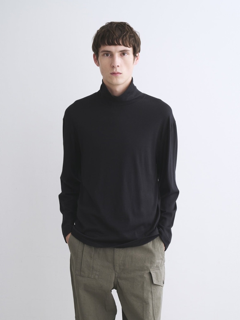 【SALE／50%OFF】three dots Men's cotton cashmere turtleneck スリードッツ トップス ニット ブラック グレー【RBA_E】【送料無料】