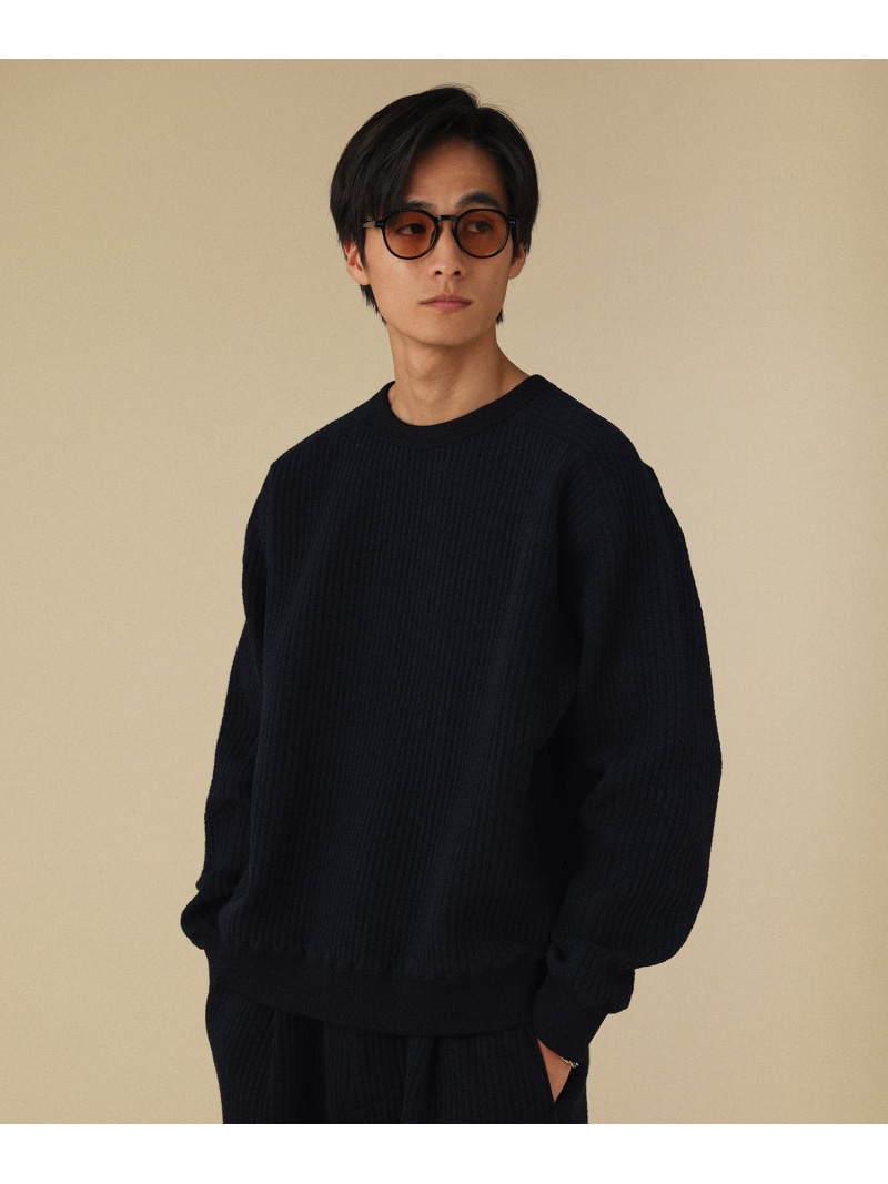 THE CASUAL 【セットアップ相応う】日本製「尾州」コットンキルトミリタリースリーブクルーネックプルオーバー 心地好い トップス スウェット・トレーナー 黒いこと 薄墨色 米国海軍【貨物輸送無料】