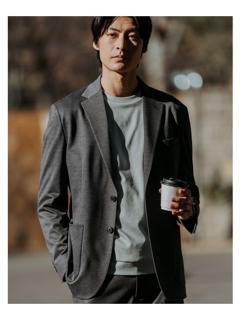 UNITED ARROWS green label relaxing A+ プリントジャージ 2B スタンダード セットアップ ジャケット -ウォッシャブル・ストレッチ- ユナイテッドアローズ グリーンレーベルリラクシング ジャケット・アウター テーラードジャケット・ブレザー グレー ネイビー【送料無料】