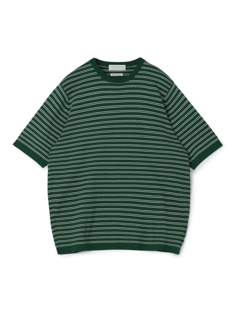 【SALE／30%OFF】TOMORROWLAND MEN TOMORROWLAND tricot シーアイランドコットン ハーフスリーブクルーネックニット トゥモローランド トップス ニット グリーン ブルー ホワイト ブラック ブラウン【RBA_E】【送料無料】｜ Fashion Men