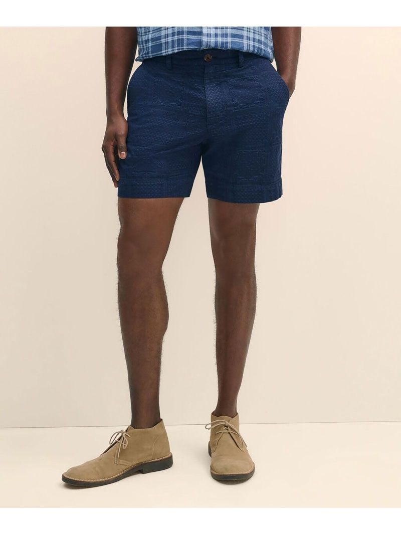 【SALE／20%OFF】BROOKS BROTHERS コットン ペイズリー プレーンフロント 7inショーツ ブルックス ブラザーズ パンツ その他のパンツ ネイビー【RBA_E】【送料無料】