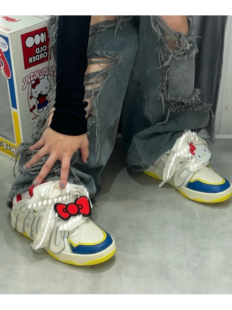 OLD ORDER 【OLD ORDER】OLD ORDER x SANRIO HelloKitty ネバーマインドザエックスユー／チカシツプラス シューズ・靴 スニーカー 白いこと【貨物輸送無料】