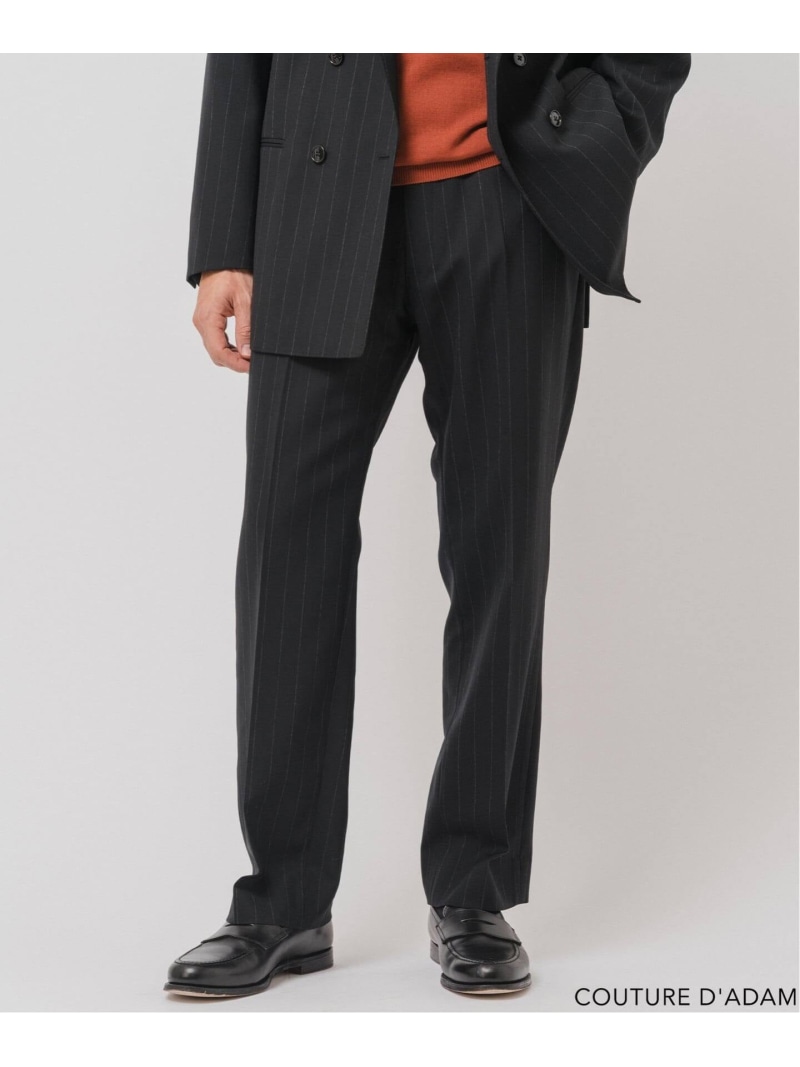 【SALE／30%OFF】EDIFICE COUTURE D'ADAM (クチュール ド アダム) 別注Officer's Trousers Stripe エディフィス パンツ スラックス・ドレスパンツ ブラック【RBA_E】【送料無料】｜ Fashion Men