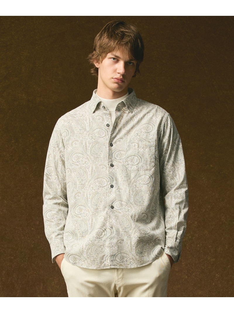 JOSEPH ABBOUD 【LIBERTY・綿100%】リバティペイズリープリントコーデュロイ シャツ ジョセフアブード トップス シャツ・ブラウス ネイビー【送料無料】