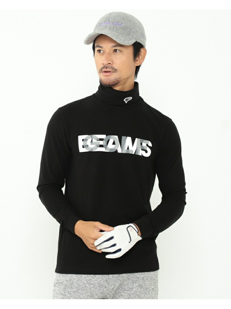 BEAMS GOLF ORANGE LABEL MEN レイヤーロゴ タートルネックシャツ ビームス ゴルフ スポーツ 水着 スポーツウェア ブラック  ホワイト ネイビー レッド 日本最大の