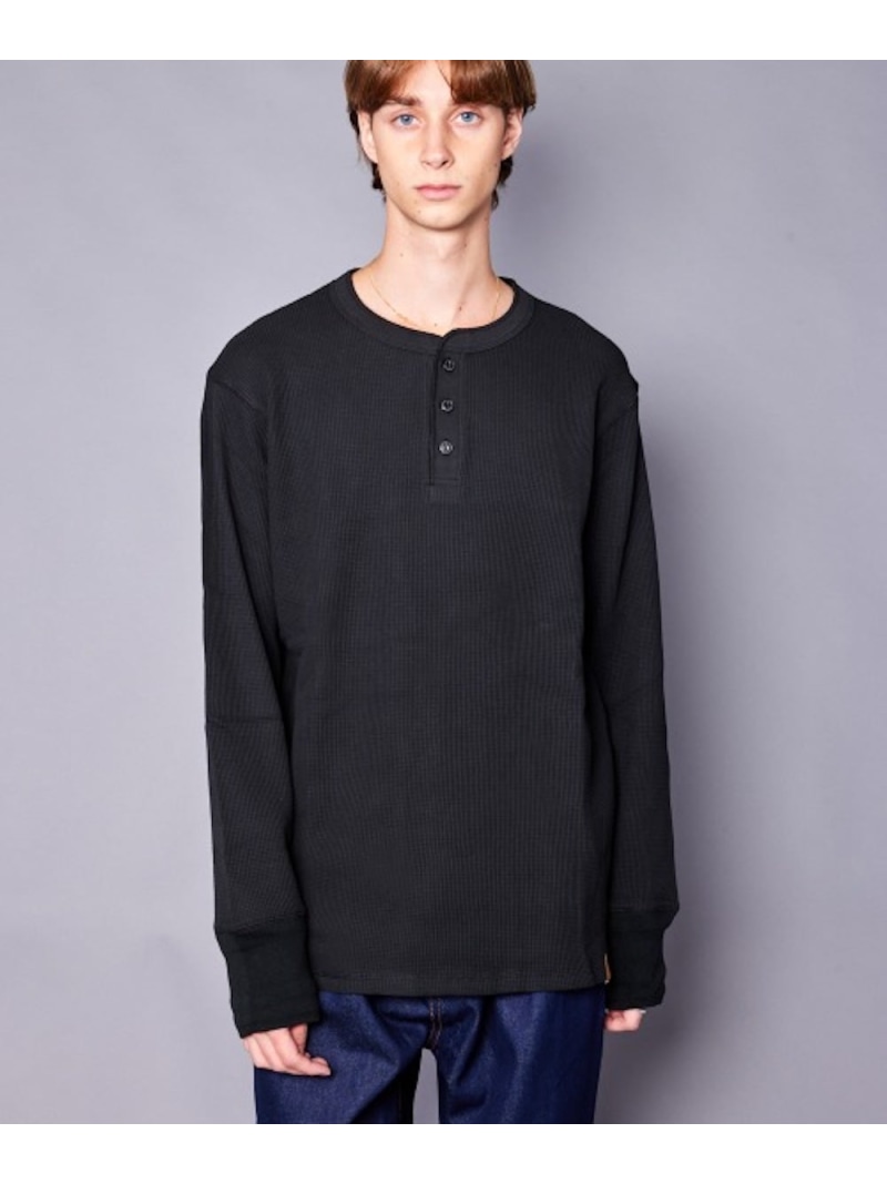 【SALE／20%OFF】rehacer rehacer/(M)Heavy Cotton Waffle Rib L/S レアセル トップス カットソー・Tシャツ ブラック ブルー ベージュ【RBA_E】【送料無料】