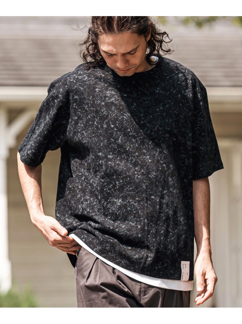 CAMBIO mt9735- Uneven Dyed Print Cut sew プリントカットソー カンビオ トップス カットソー・Tシャツ カーキグリーン ブラック レッド【送料無料】