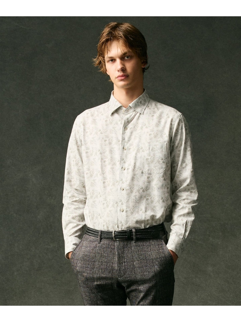 JOSEPH ABBOUD 【自然な光沢感】コットンビエラフラワープリント シャツ ジョセフアブード トップス シャツ・ブラウス ホワイト ネイビー【送料無料】