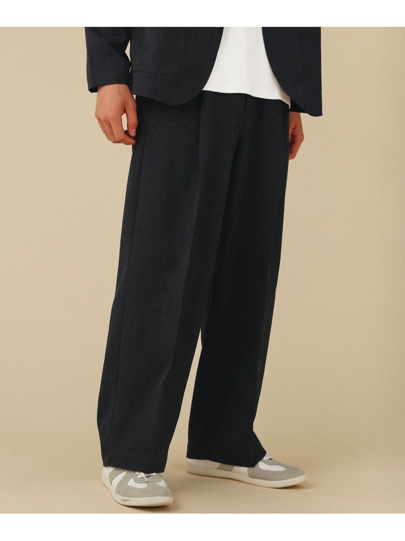 THE CASUAL 【セットアップ相応う】日本製Naturemier（ナチュレミア）(TM)TEHCウールライクツイル1タックワイドバレルイージーパンツ 心地よい ズボン下 余分の物のズボン下 赤銅色 薄墨色 黒いこと【貨物輸送無料】