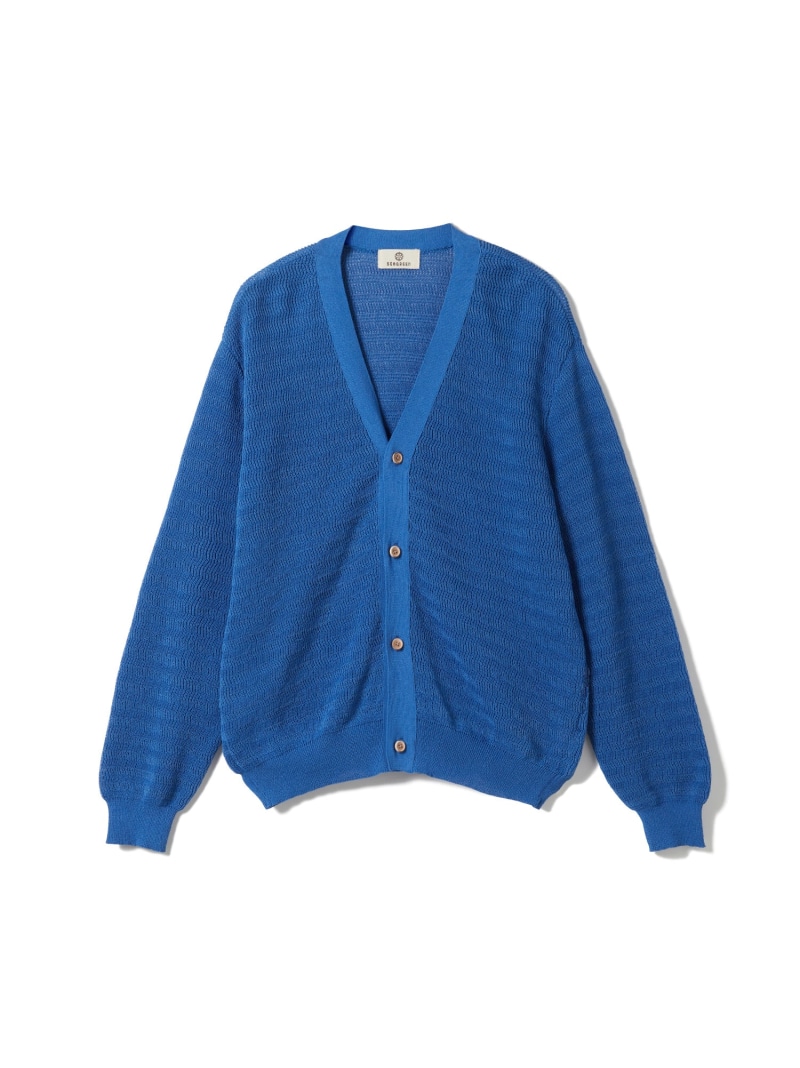 【SALE／50%OFF】SEAGREEN (M)PAPER KNIT BORDER CARDIGAN タトラスコンセプトストア トップス ジレー 青色【RBA_E】【貨物輸送無料】 メンズファッション-トップス-カーディガン