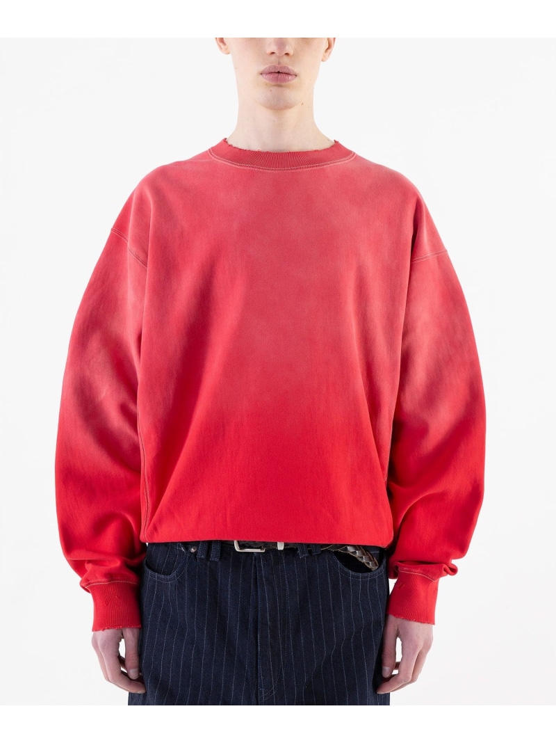 monkey time BEAUTY&YOUTH UNITED ARROWS サンフェード フレンチテリー クルーネック スウェット ビューティー＆ユース　ユナイテッドアローズ トップス カットソー・Tシャツ レッド ブラック【送料無料】