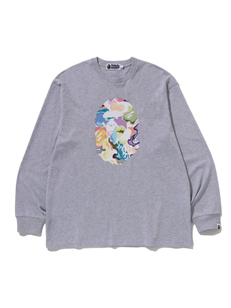 A BATHING APE ART CAMO APE HEAD RELAXED FIT LS TEE ア ベイシング エイプ トップス カットソー・Tシャツ ホワイト グレー【送料無料】