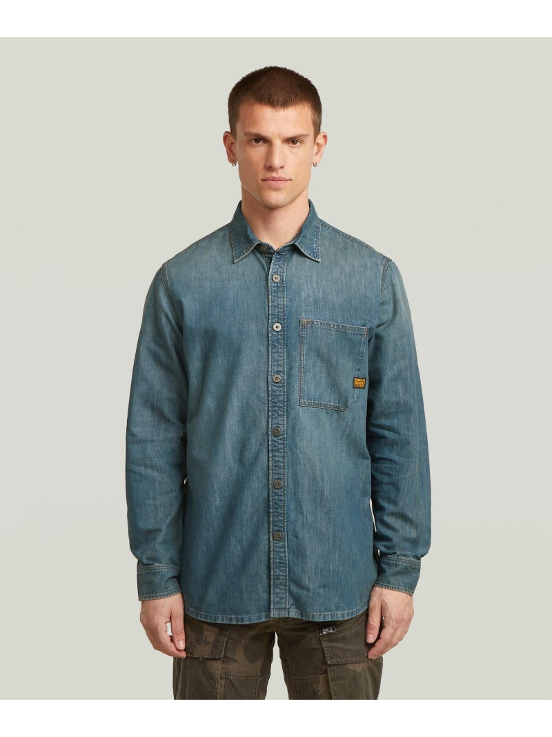 【SALE／30%OFF】G-Star RAW 【公式ショップ】Regular 1-Pocket Shirt/ヴィンテージライク1ポケットレギュラーデニムシャツ ジースターロゥ トップス シャツ・ブラウス ブルー【RBA_E】【送料無料】｜ Fashion Men