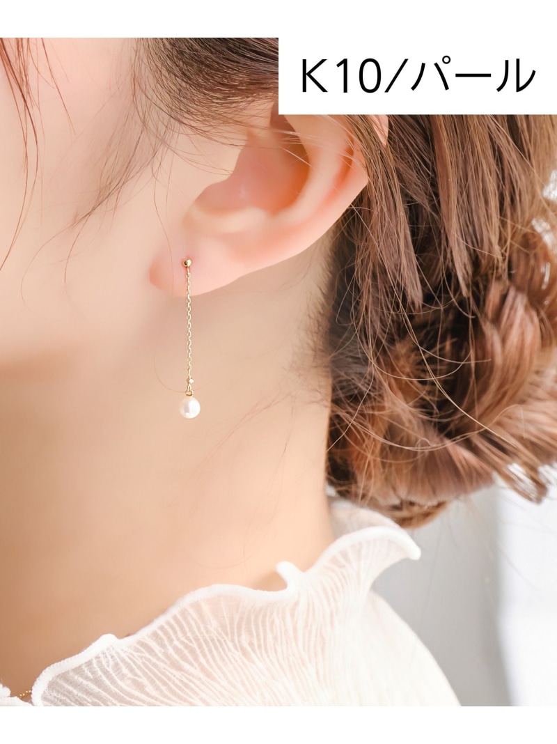 Phoebe 【K10】チェーンパールピアス/淡水パール/ギフト/BOX付き ジュエルアディクト アクセサリー・腕時計 ピアス ゴールド【送料無料】