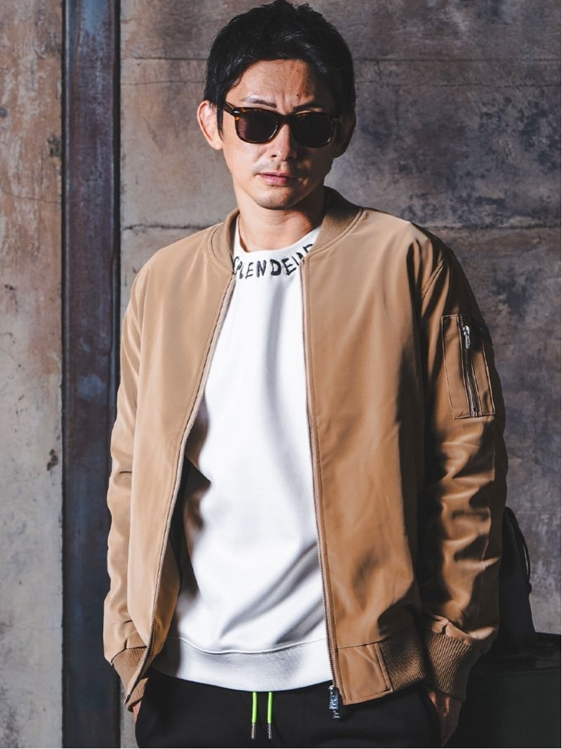 Retro Engine Retro Engine/(M)RTEG L/EX PU MA-1 アダムスジャグラー ジャケット・アウター MA-1 ベージュ ブラック【送料無料】｜ Fashion Men