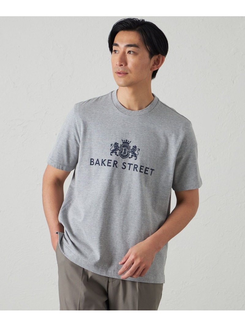 【SALE／18%OFF】BAKER STREET BAKER STREETロゴプリントTシャツ(2L・3Lあり) ベイカー・ストリート トップス カットソー・Tシャツ ホワイト ネイビー グレー【RBA_E】【送料無料】