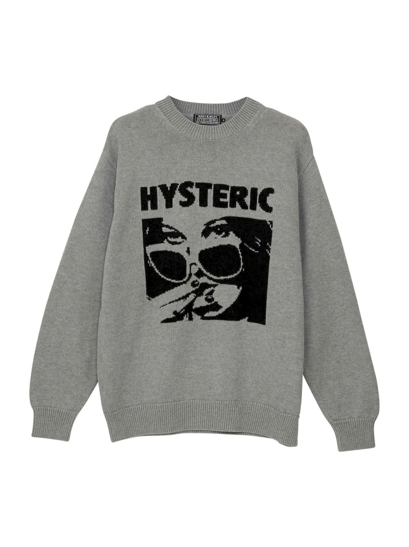 Hysteric Glamour M Still Crazy編込 セーター ヒステリックグラマー ニット 長袖ニット グレー ブラック 格安販売中