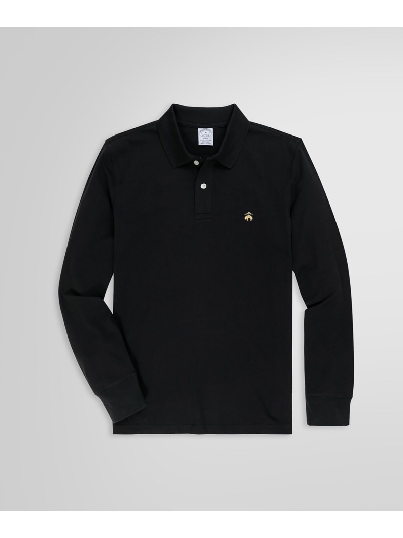 BROOKS BROTHERS GF スーピマコットン ストレッチピケ ロングスリーブポロシャツ Slim Fit ブルックス ブラザーズ トップス ポロシャツ グレー ブラック【送料無料】
