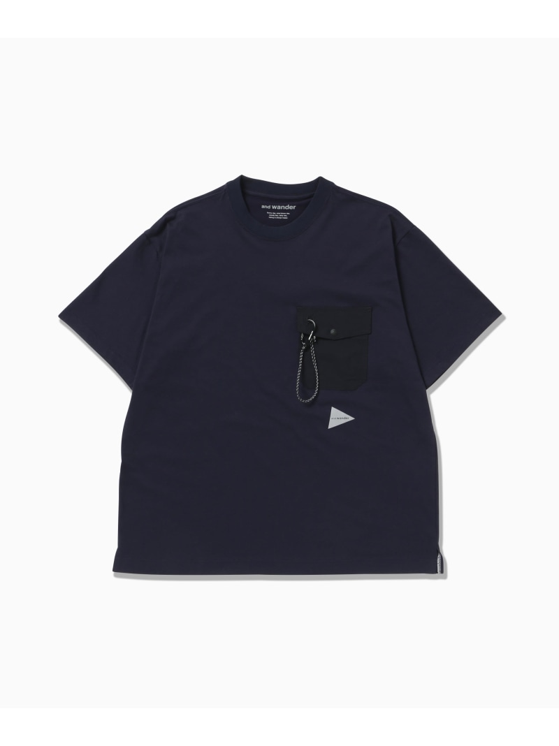 and wander pocket T アンドワンダー トップス カットソー・Tシャツ ネイビー ホワイト ブラック【送料無料】 13,552円