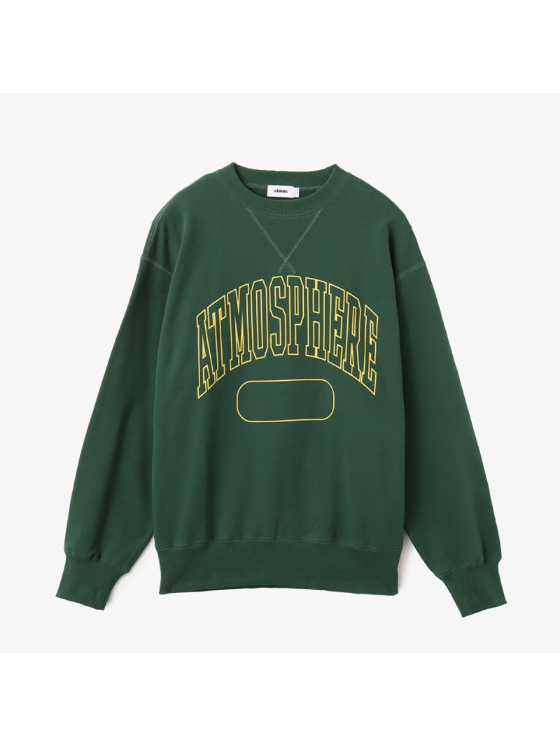 atmos atmos Vintage college logo Crew Sweatshirt GREEN アトモス トップス カットソー・プルオーバー 緑であること【貨物輸送無料】