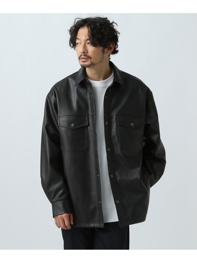 BAYFLOW フェイクレザーシャツ ベイフロー トップス シャツ・ブラウス ブラック【送料無料】