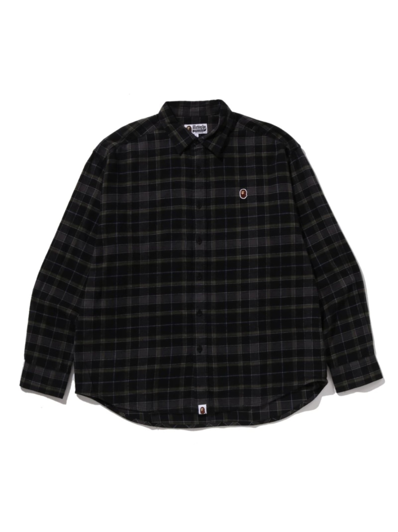 A BATHING APE ONE POINT FLANNEL CHECK LS SHIRT M ア ベイシング エイプ トップス シャツ・ブラウス ブラック ブラウン【送料無料】 23,100円