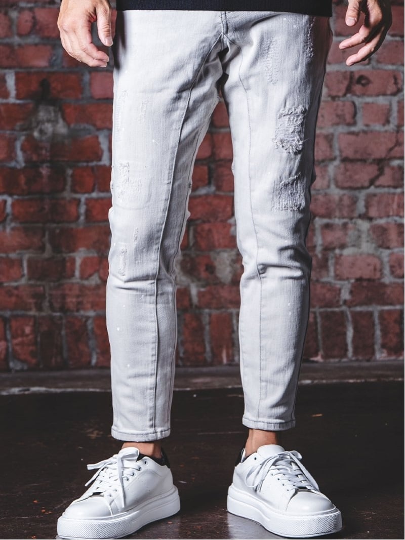 Retro Engine Retro Engine/(M)G/Gray Paint Denim PT アダムスジャグラー ズボン下 デニム・ジーンズズボン下 薄墨色【貨物輸送無料】
